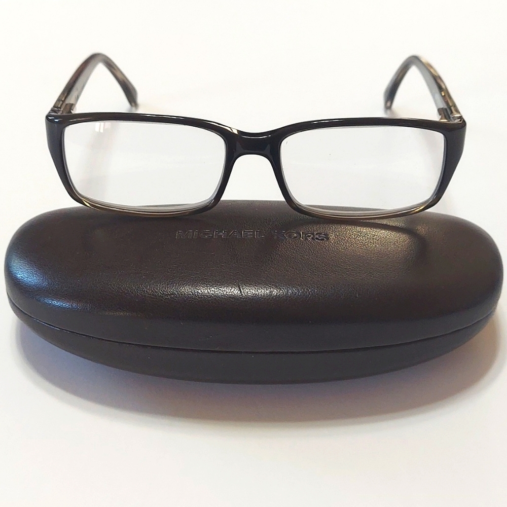 Michael Kors Mens Rectangular Frame Eyeglasses Brown Frame